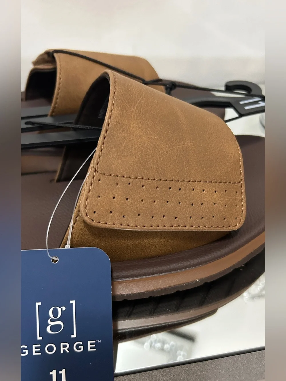 George Men’s Sandals Size 11 Brown Comfort Slip On Casual NWT